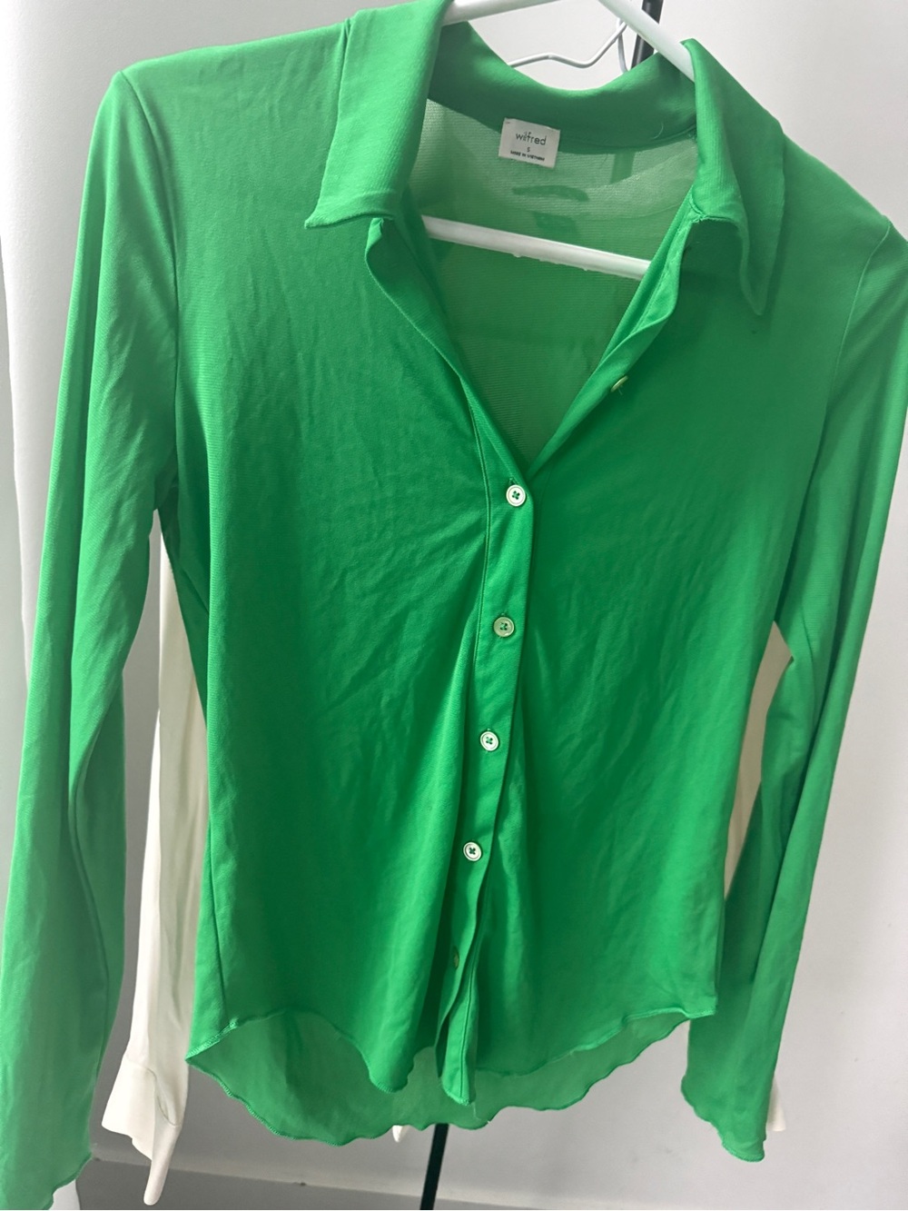 Aritzia Bright Green Button-Down Shirt